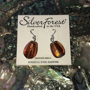 Silver Forest  Earrings Handmade Genuine Shell